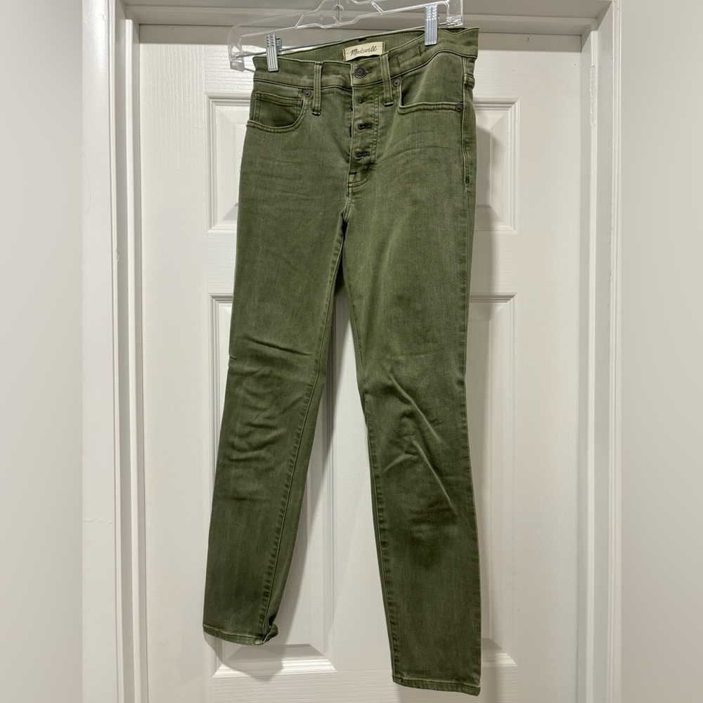 Madewell green stretchy crop denim